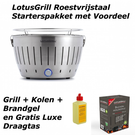 LotusGrill Classic Roestvrijstaal Luxe Versie Starterspakket