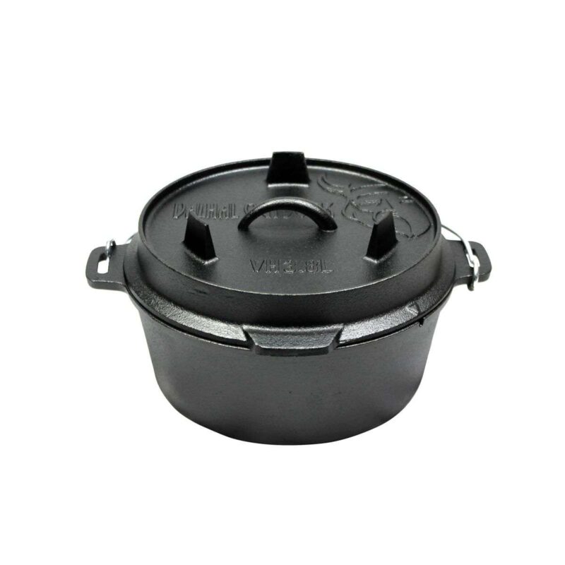 valhal dutch oven braadpan gietijzer vlakke bodem 8 liter