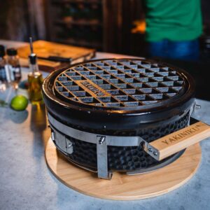 shichirin tafelgrill rond accessoire rooster gietijzer met meatmarker