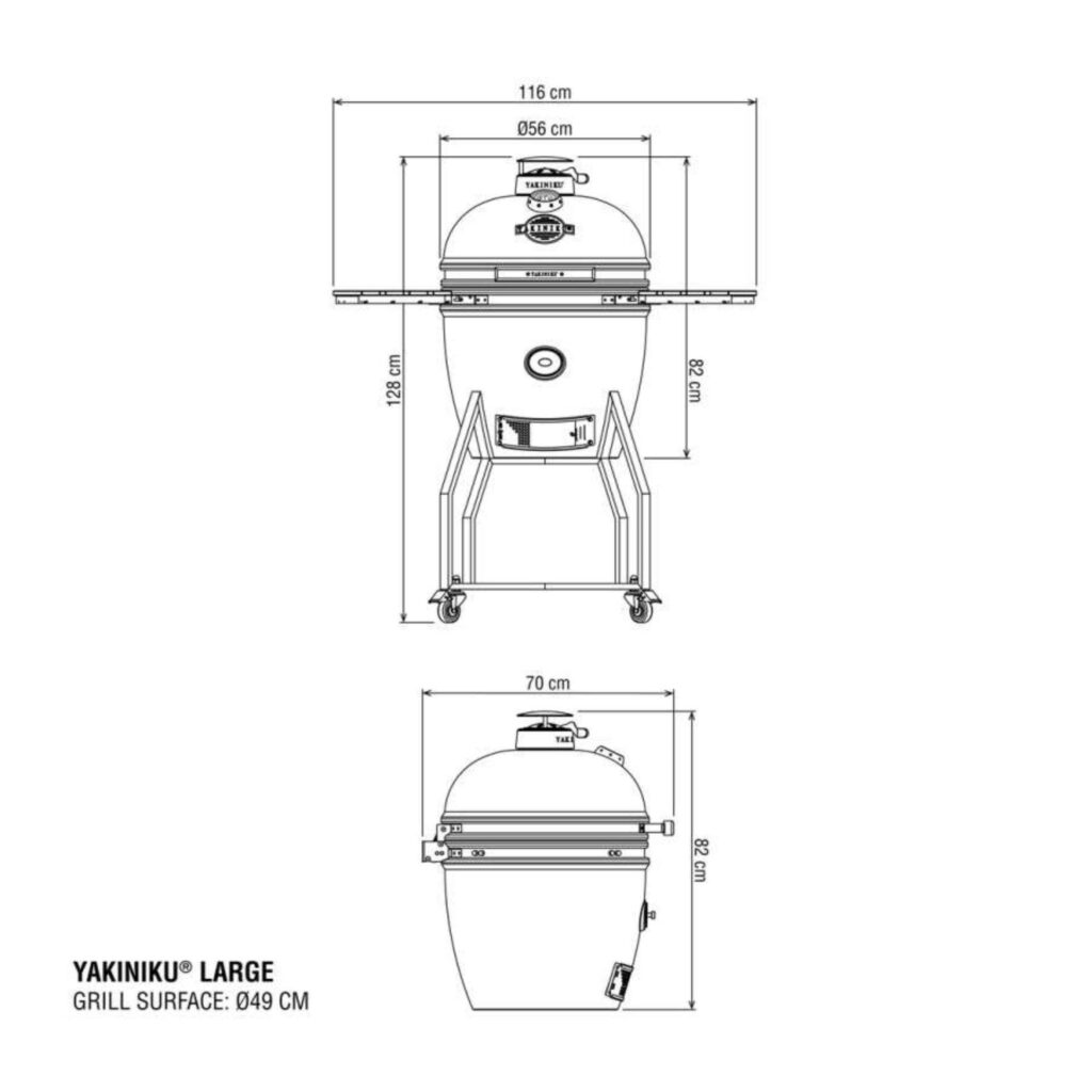 bbq kamado 19" large met onderstel en zijtafels pro set