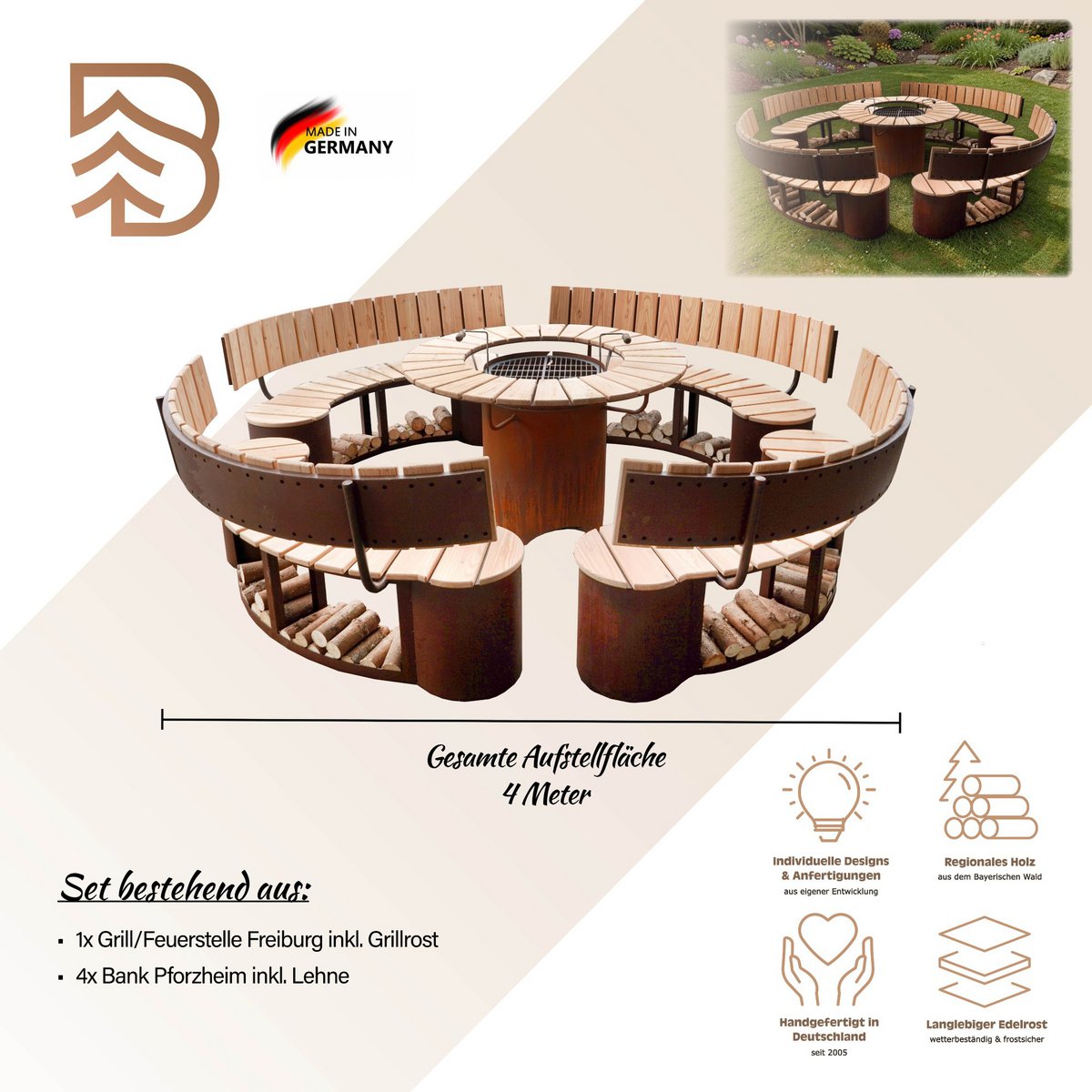 freiburg deluxe — premium outdoor fire centerpiece
