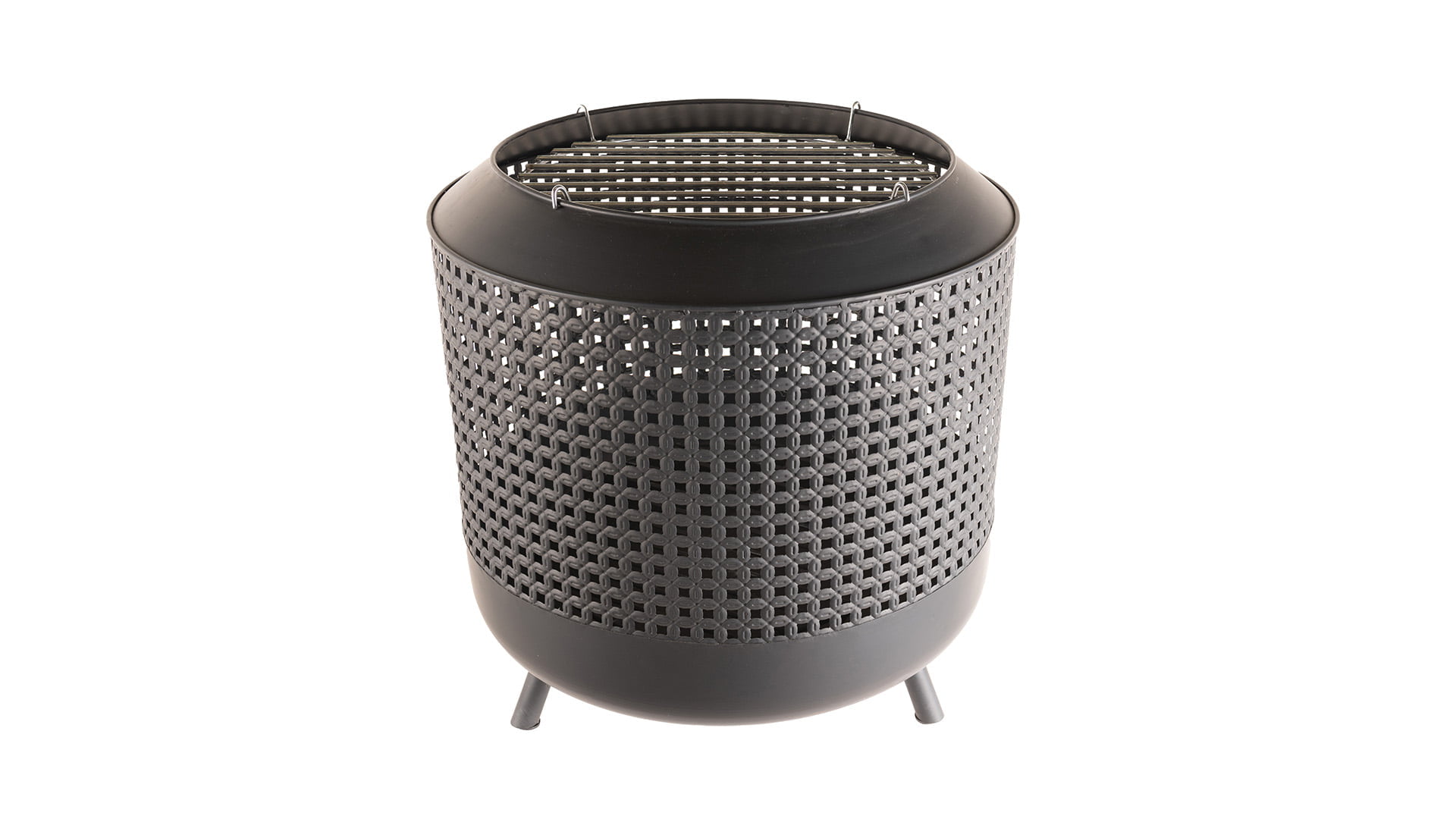 midland vuurkorf met bbq grill zwart