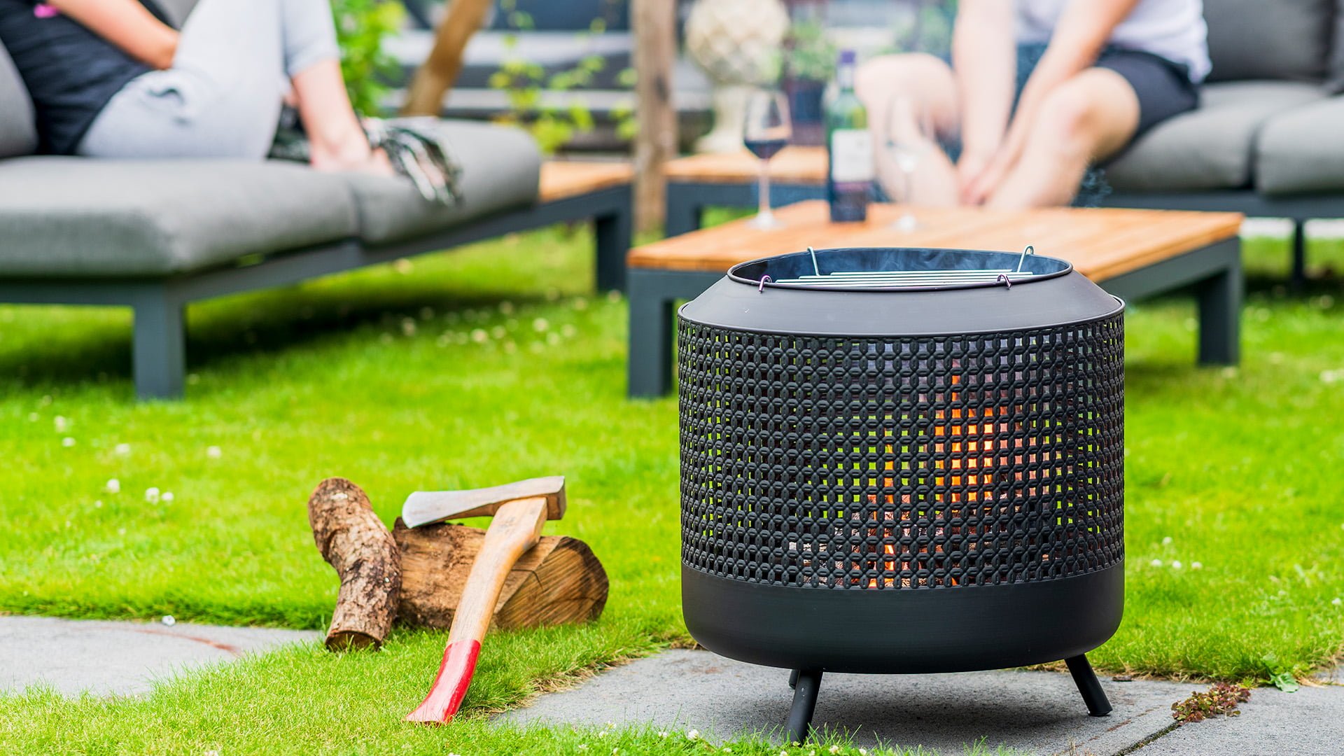 midland vuurkorf met bbq grill zwart