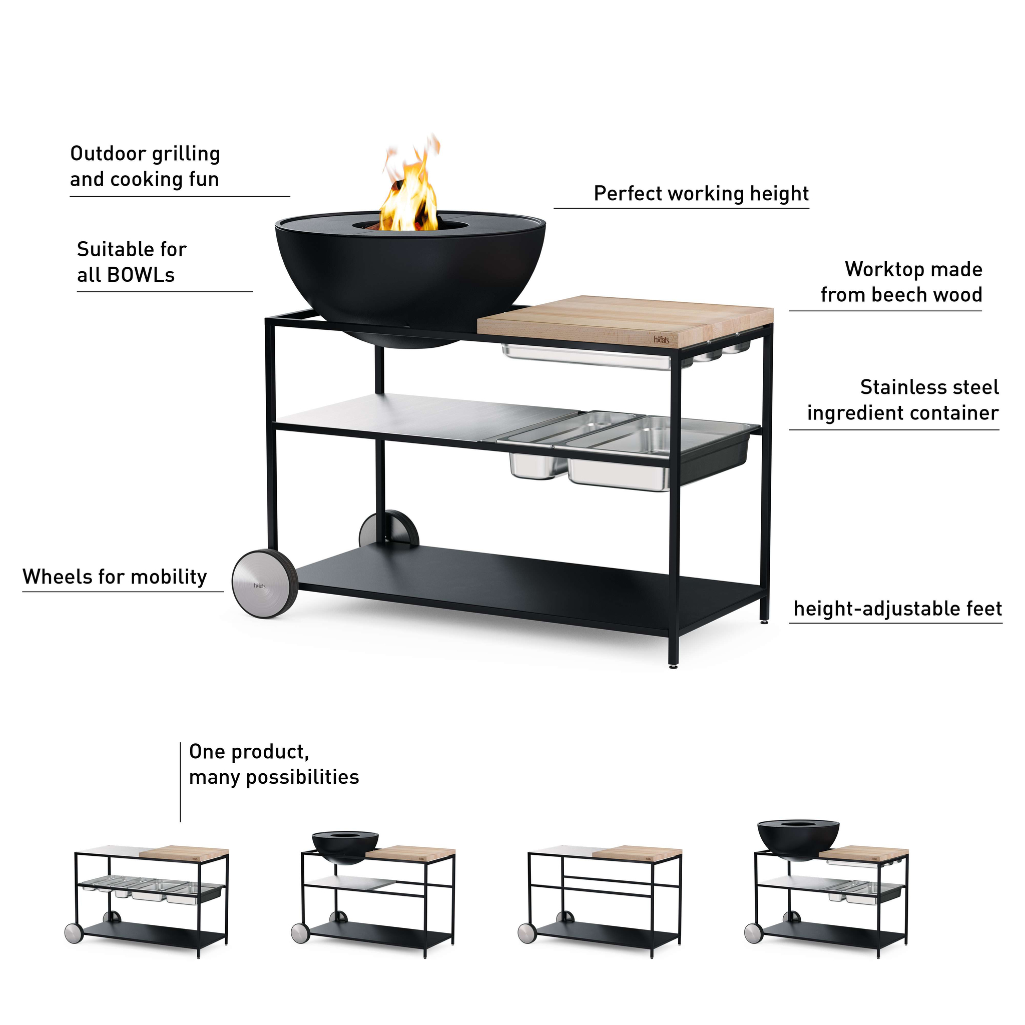fire kitchen buitenkeuken met bowl 57 vuurschaal