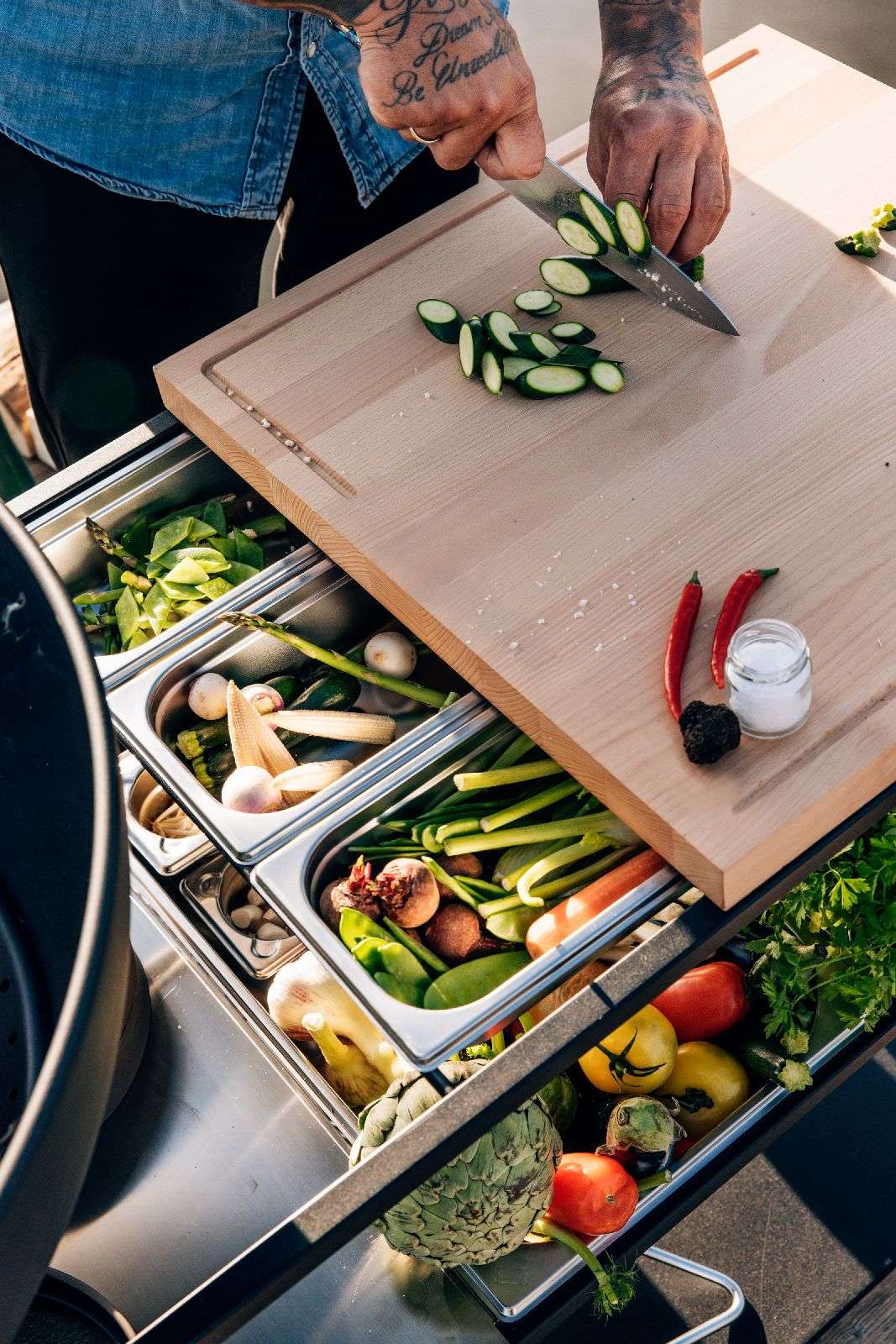 fire kitchen buitenkeuken met bowl 70 vuurschaal