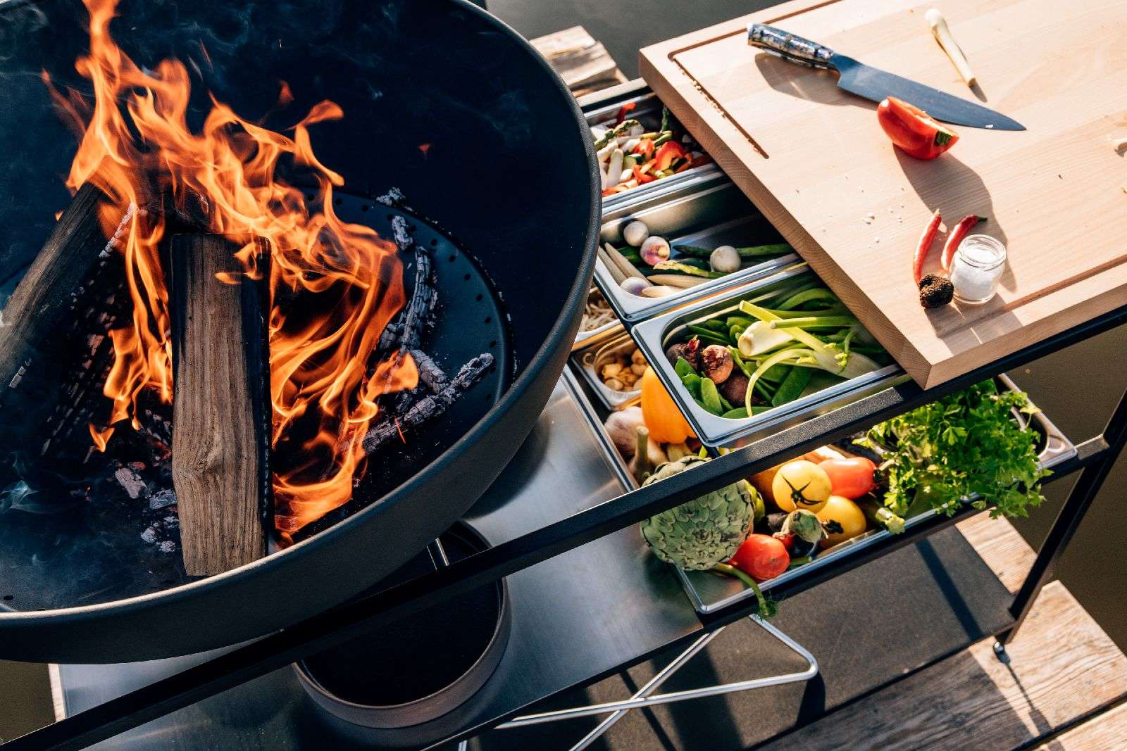 fire kitchen buitenkeuken met bowl 70 vuurschaal