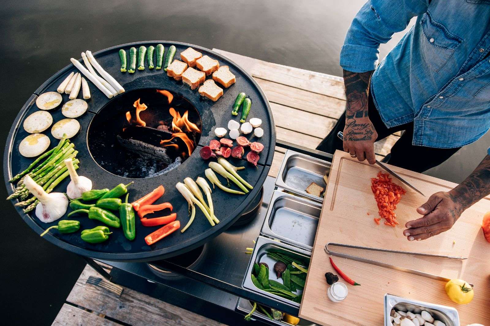 fire kitchen buitenkeuken met bowl 70 vuurschaal