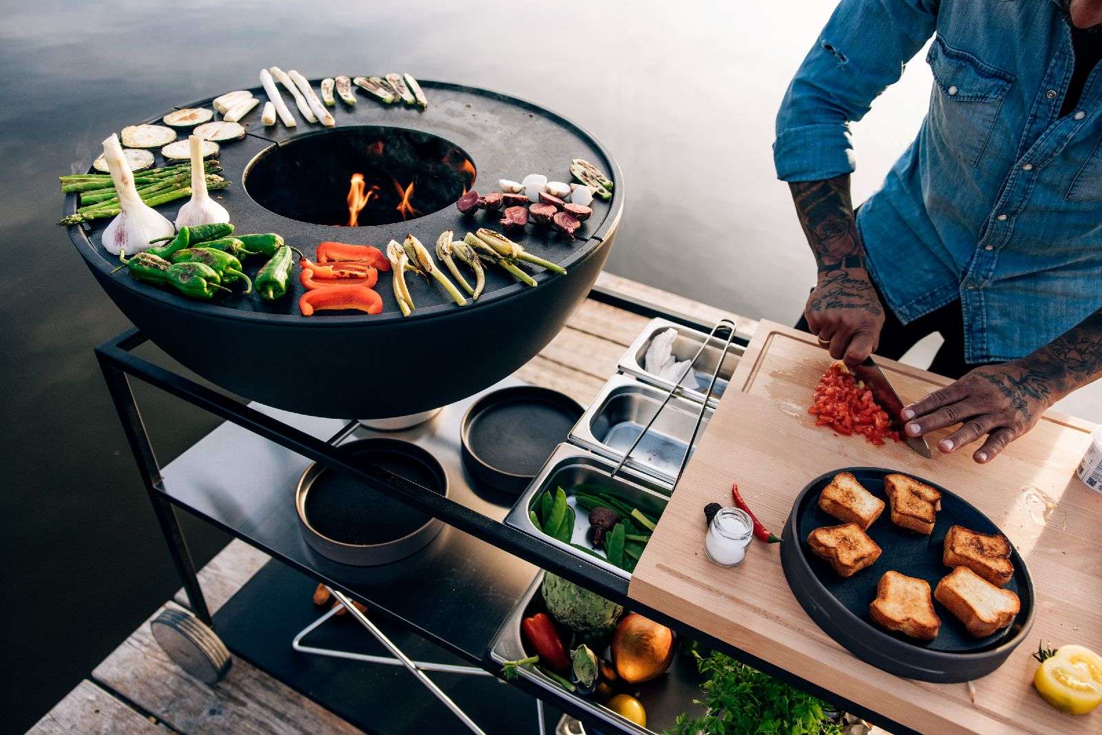 fire kitchen buitenkeuken met bowl 70 vuurschaal