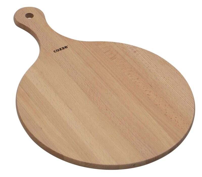 serveerplank voor pizza bamboe met handvat diameter 35 cm