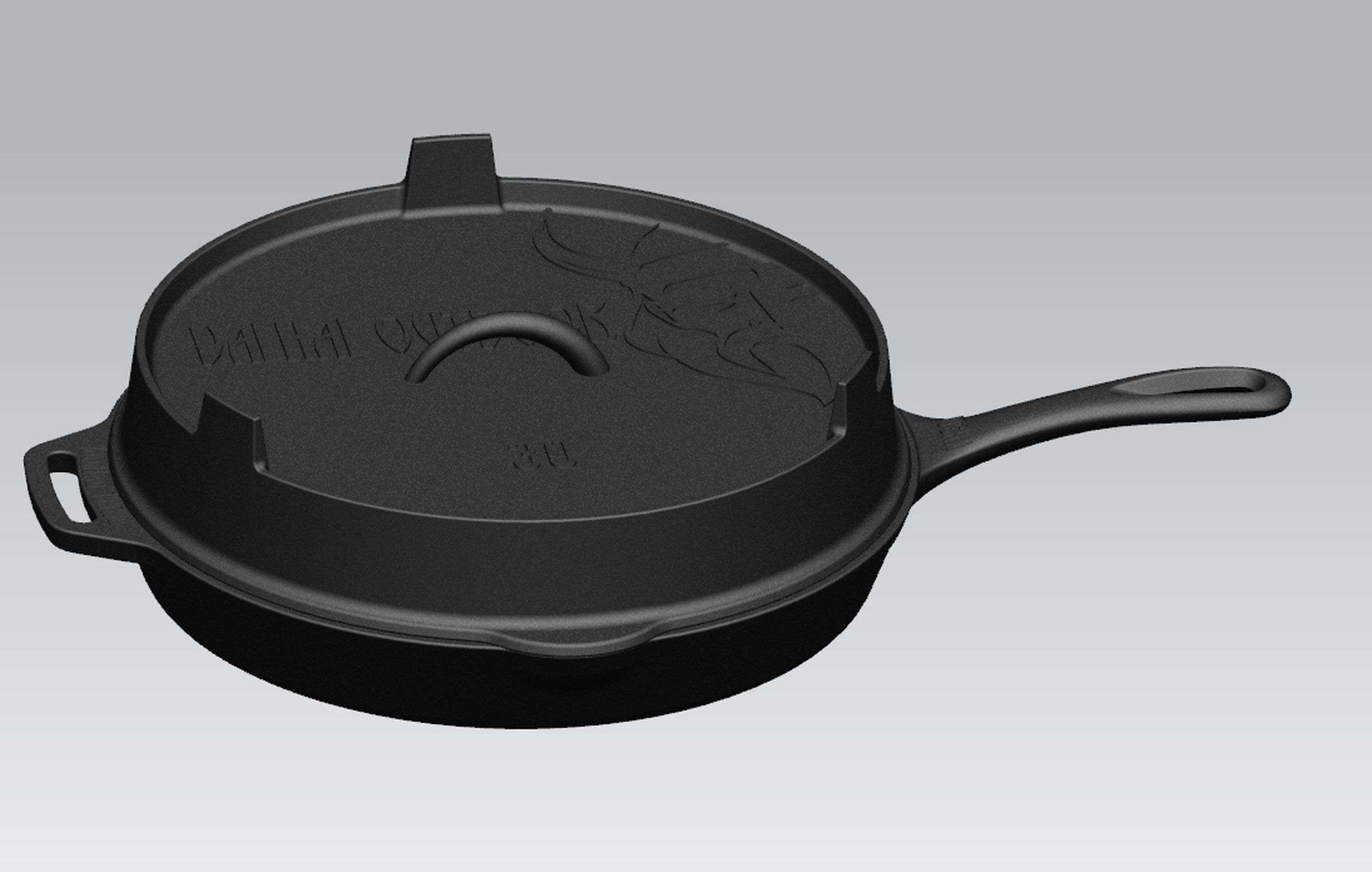 skillet gietijzer deksel ø 30 cm met grillpatroon