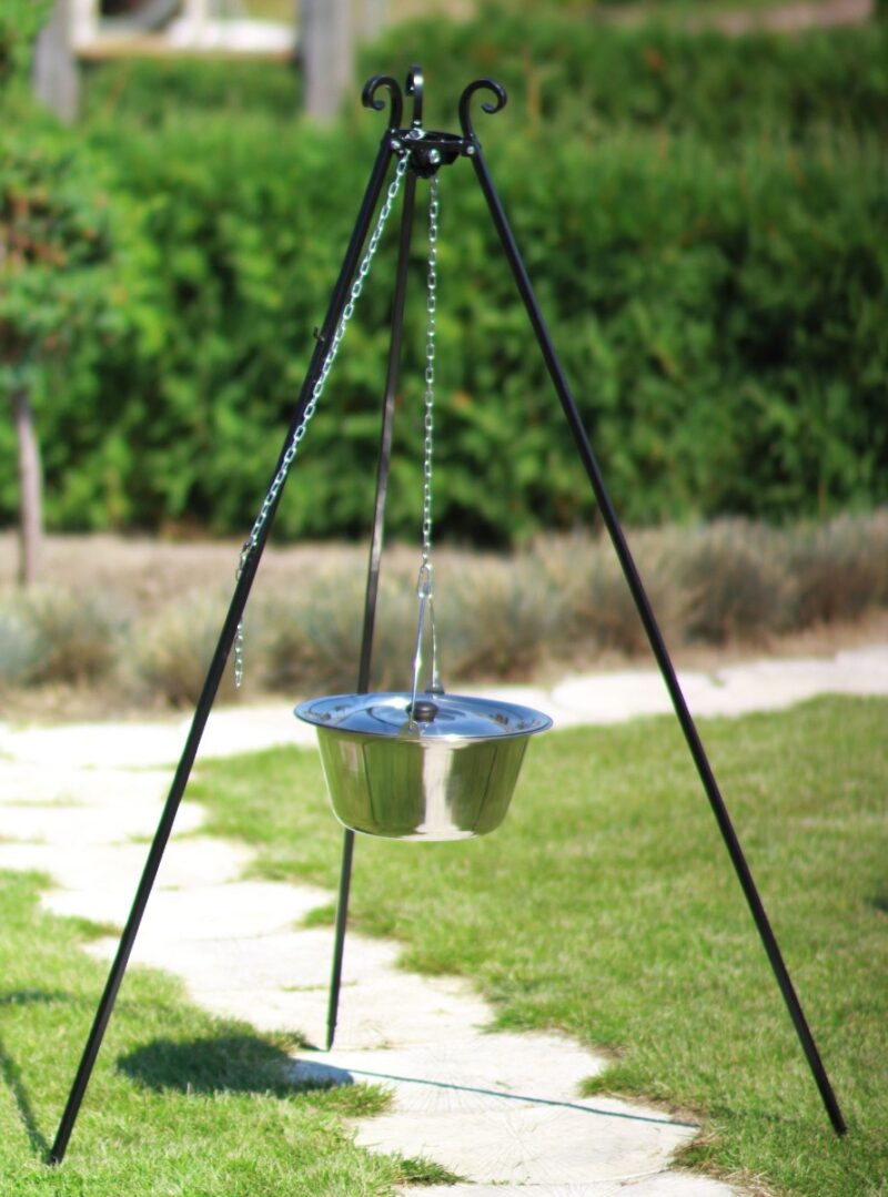 180 cm tripod with 10 l stainless steel pot