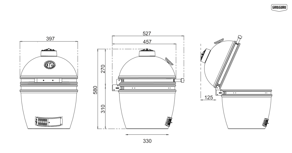 grill guru original compact – keramische kamado bbq Ø33 cm