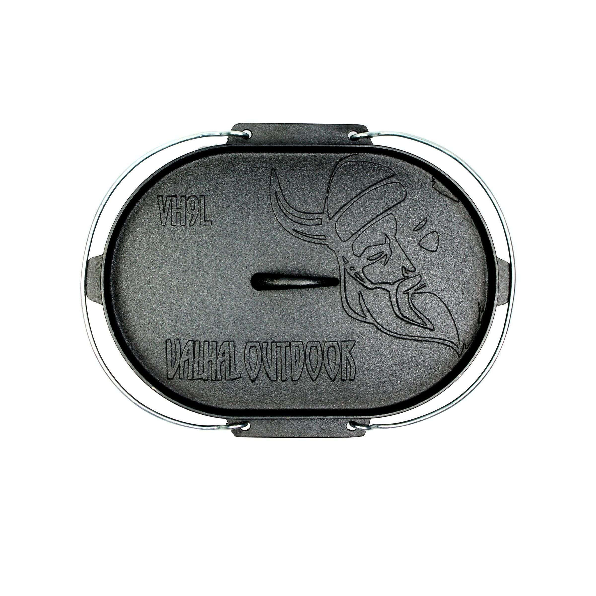 dutch oven braadpan gietijzer met grill deksel ovaal 9 liter