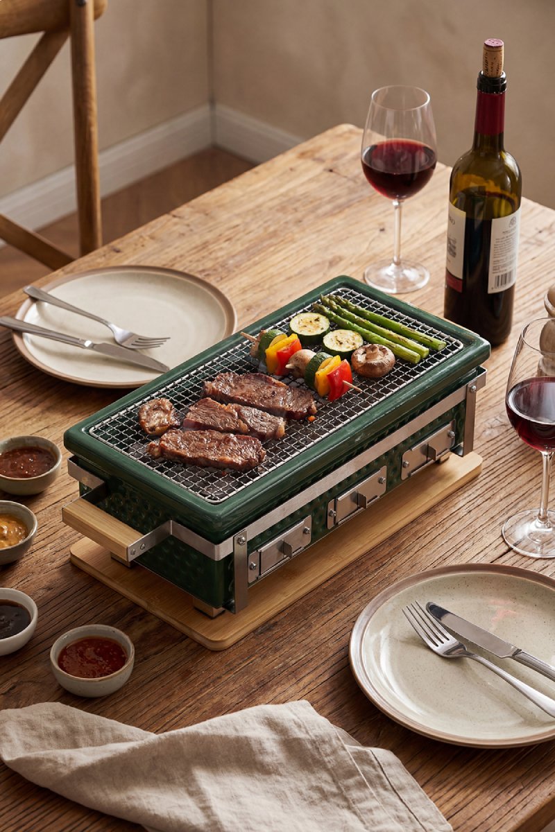 outr braza table grill xl square zwart – keramische tafel bbq 49,5 × 19 cm