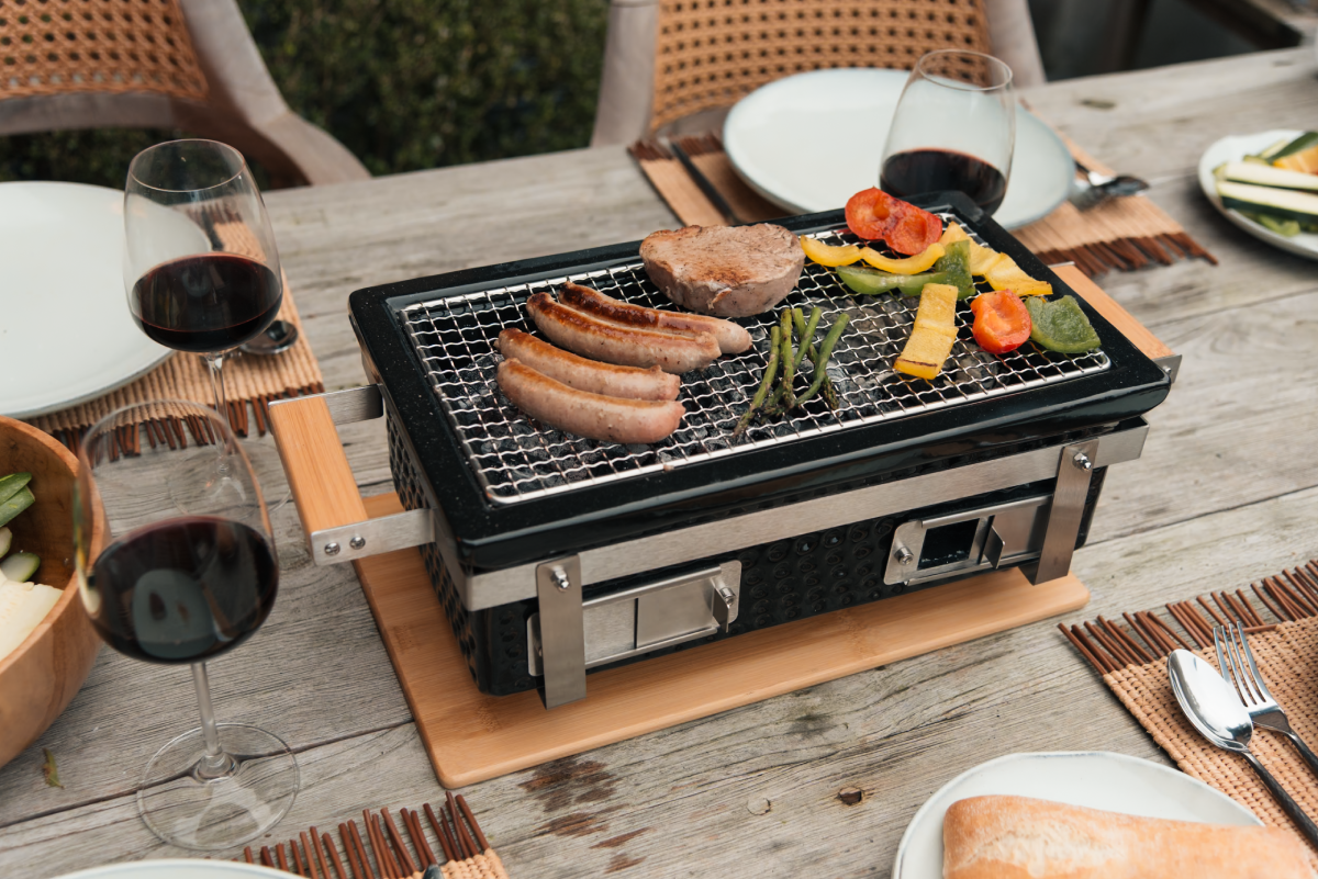 outr braza table grill round zwart – keramische tafel bbq Ø30 cm