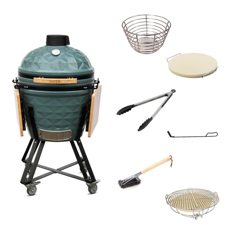 outr kamado large diamond 56 zwart – keramische kamado bbq Ø47,8 cm