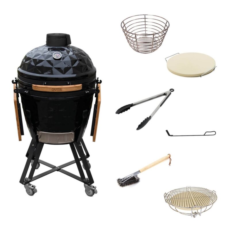 outr kamado large diamond 56 zwart – keramische kamado bbq Ø47,8 cm