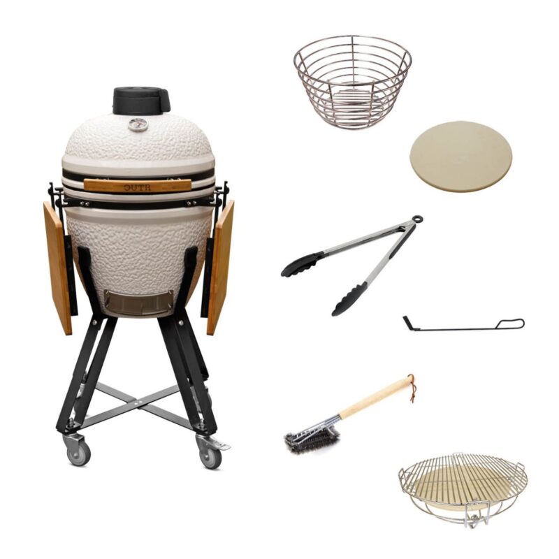 outr kamado medium 50 wit – keramische kamado bbq Ø37,8 cm