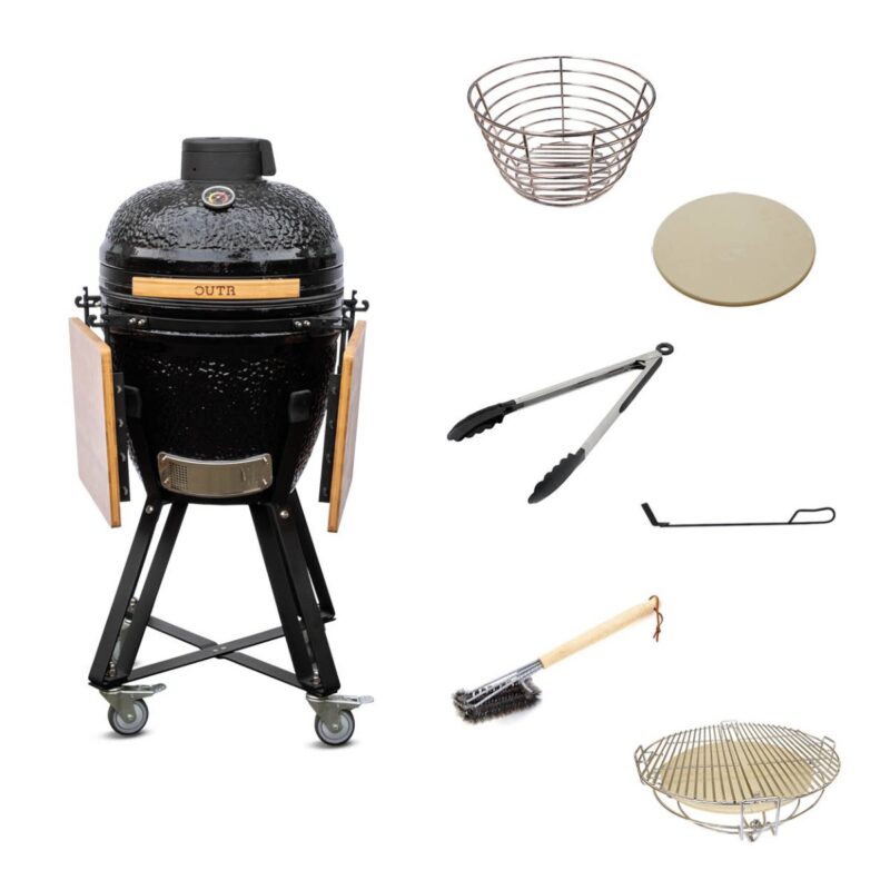 outr kamado medium 50 wit – keramische kamado bbq Ø37,8 cm