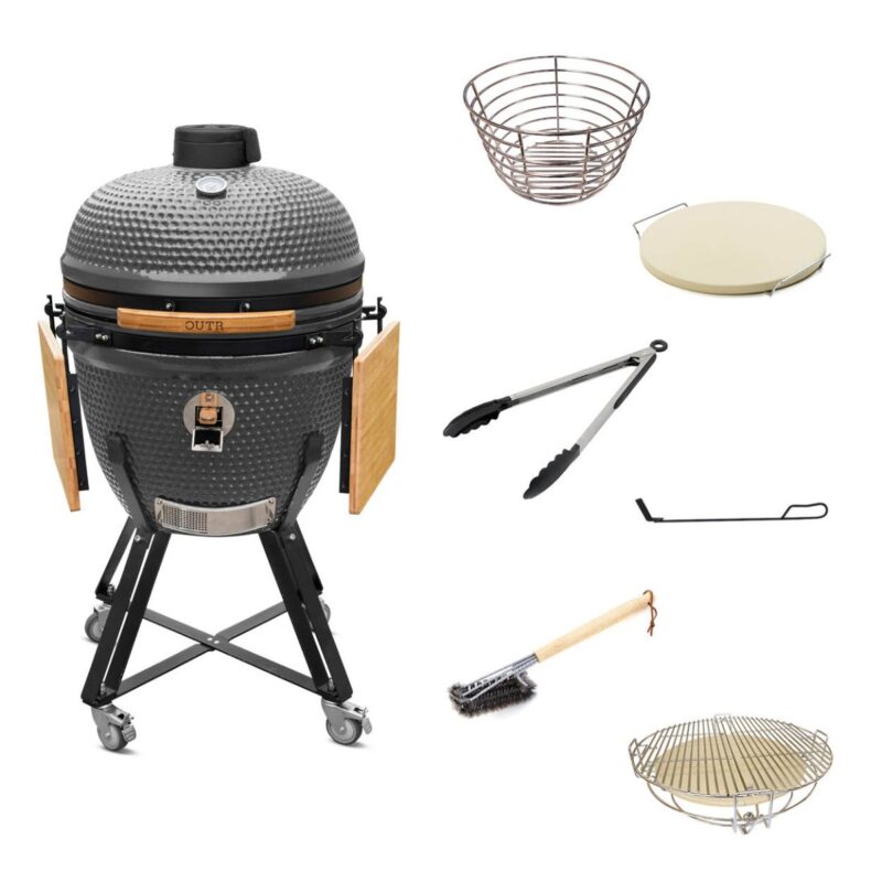 outr kamado xl 60 zwart – keramische kamado bbq Ø52,6 cm
