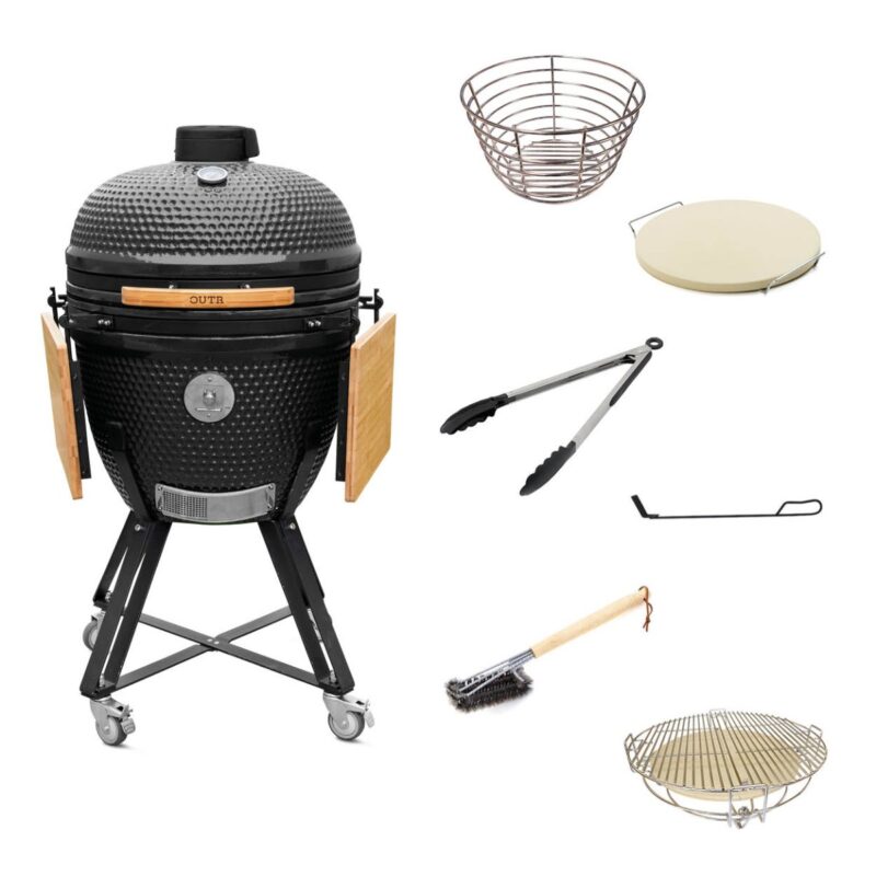 outr kamado xl 60 zwart – keramische kamado bbq Ø52,6 cm