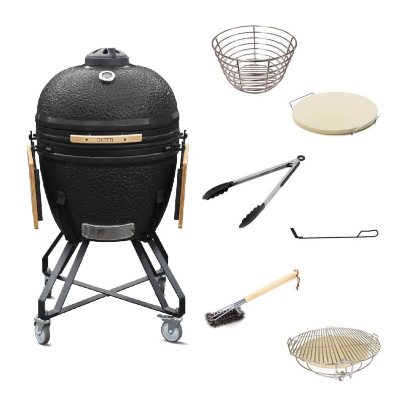 outr kamado xxl 70 pro zwart – keramische kamado bbq Ø 59,8 cm